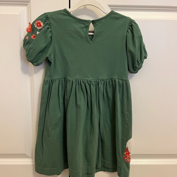 Mini Boden Jersey Appliqué Green Floral Girls Dress - Picture 3 of 3